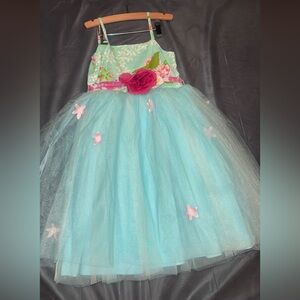 House of Magpie Floral Aqua Dress